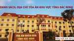 DANH SÁCH VÀ ĐỊA CHỈ TÒA ÁN NHÂN DÂN KHU VỰC TỈNH BẮC NINH